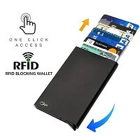 STYLE SHOES 6 Slots RFID Blocking Black Metal Credit Card Holder Wallet for Men & Boys-thumb1