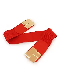 RAI SAHAB Womens Red PU Leather Elastic Waist Belt7-thumb3