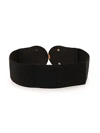 RAI SAHAB Womens Black PU Leather Elastic Waist Belt(LBE802)-thumb1