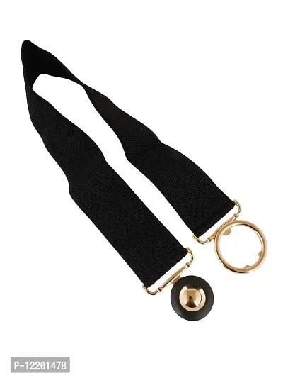 STYLE SHOES Black Women Wide Elastic Belt For Dress Ladies Stretchy Belt Interlocking Buckle(8019IA)-thumb3