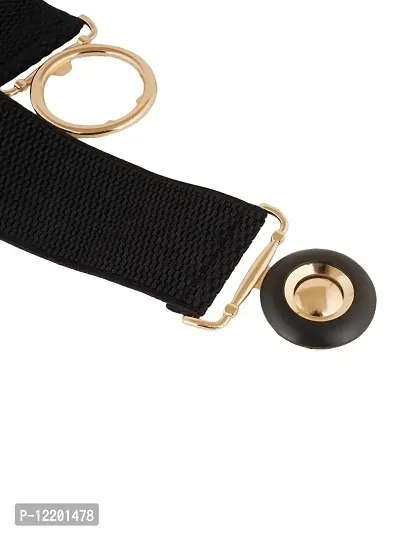 STYLE SHOES Black Women Wide Elastic Belt For Dress Ladies Stretchy Belt Interlocking Buckle(8019IA)-thumb4