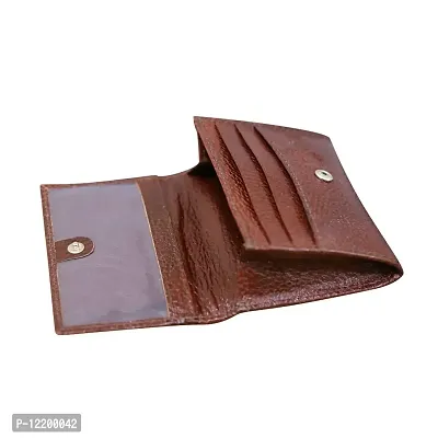 STYLE SHOES Brown Genuine Leather 8-12 Card Slots Card Holder Wallet for Men & Women