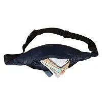 Stylish Real Leather Blue Waist Bag Elegant Style Travel Pouch Passport Holder with Adjustable Strap-thumb2