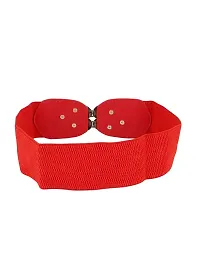 STYLE SHOES Red Women Wide Elastic Belt For Dress Ladies Stretchy Belt Interlocking Buckle(8018IC)-thumb1