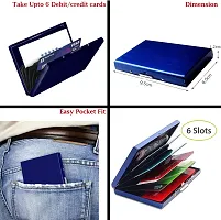 STYLE SHOES 6 Slots Steel RFID Blocking Metal Credit Card Holder Wallet for Men & Women (9.5cm x 6.7cm x 1.5cm ,Blue)-thumb2