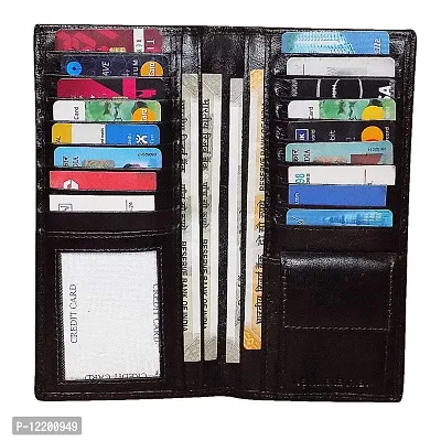 STYLE SHOES Black Genuine Leather 10-15 Card Slots Card Holder Wallet for Men-thumb2