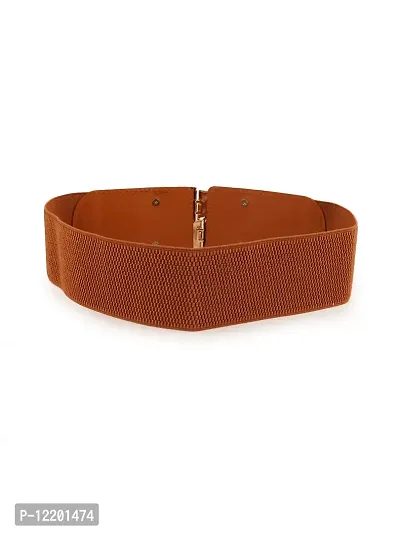 RAI SAHAB Womens Brown PU Leather Elastic Waist Belt6-thumb2