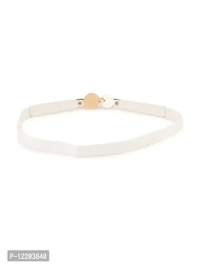 RAI SAHAB Womens White PU Leather Elastic Waist Belt10-thumb2