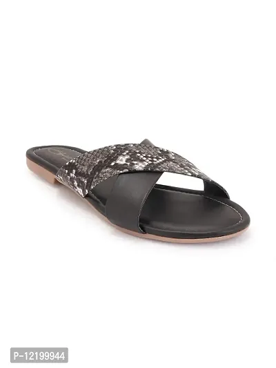 Women's Black Fashion Flat Sandal, Comfortable & Stylish-thumb0