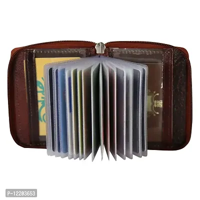 STYLE SHOES Genuine Leather Brown Card Holder||Debit/Credit /ATM Card Holder for Men and Women 15 Card Holder-thumb5