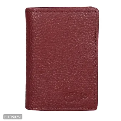 STYLE SHOES Maroon Genuine Leather 10-15 Card Slots Card Holder Wallet for Men & Women