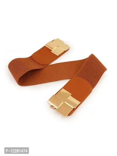 RAI SAHAB Womens Brown PU Leather Elastic Waist Belt6-thumb4