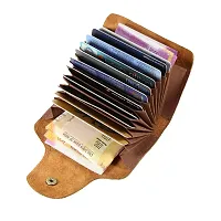 STYLE SHOES?Tan Leather Credit/Debit Card Holder Money Wallet Zipper Purse for Men & Women(10 Card Slot)-thumb2