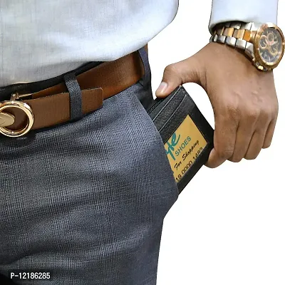 STYLE SHOES 10 Slot Genuine Leather Zipper Credit Card Holder Wallet for Men  Women (Horizontal Black)-thumb5