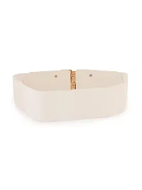 RAI SAHAB Womens White PU Leather Elastic Waist Belt25-thumb1