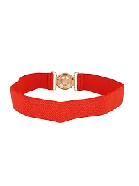 STYLE SHOES Red Women Wide Elastic Belt For Dress Ladies Stretchy Belt Interlocking Buckle(8019IC)-thumb1