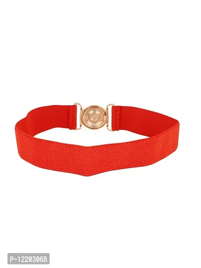 STYLE SHOES Red Women Wide Elastic Belt For Dress Ladies Stretchy Belt Interlocking Buckle(8019IC)-thumb2