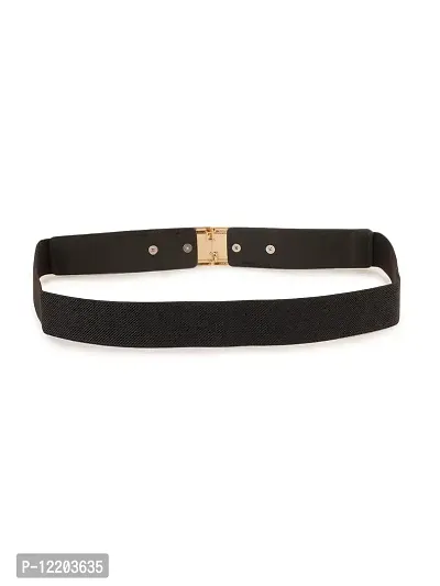 RAI SAHAB Womens Black PU Leather Elastic Waist Belt27-thumb2