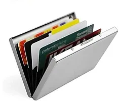 STYLE SHOES 6 Slots RFID Blocking Metal Credit Card Holder, Card Case Wallet for Men & Women (9.5cm x 6.7cm x 1.5cm,Silver)-thumb1