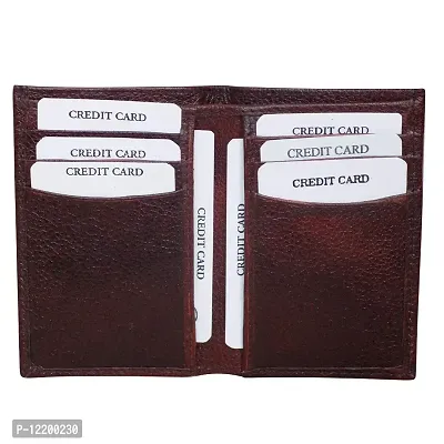 STYLE SHOES Brown Genuine Leather 6 Card Slots Card Holder Wallet for Men & Women-thumb3