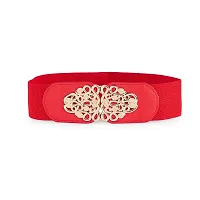 RAI SAHAB Women Belt Casual Thin Belt For Dress Skirt Waist Flower Design Closure Ladies Designer WaistbandLBE801RED32-thumb3