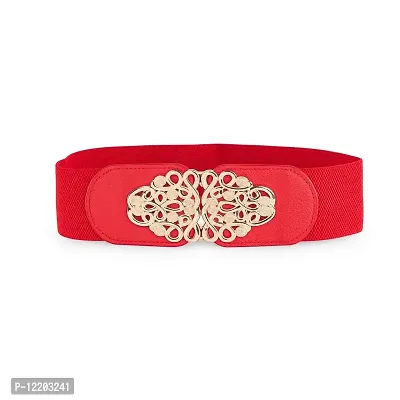 RAI SAHAB Women Belt Casual Thin Belt For Dress Skirt Waist Flower Design Closure Ladies Designer WaistbandLBE801RED32-thumb4