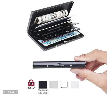 STYLE SHOES 6 Slots Steel RFID Blocking Metal Credit Card Holder Wallet for Men & Boys (9.5cm x 6.7cm x 1.5cm ,Black)-thumb5