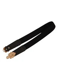 STYLE SHOES Black Elastic Fabric Waist Belt for Women Dresses Round Shaped Design Stretchy Ladies Belt for Saree Girls Jeans - Free Size?(LBE8023IA16)-thumb3