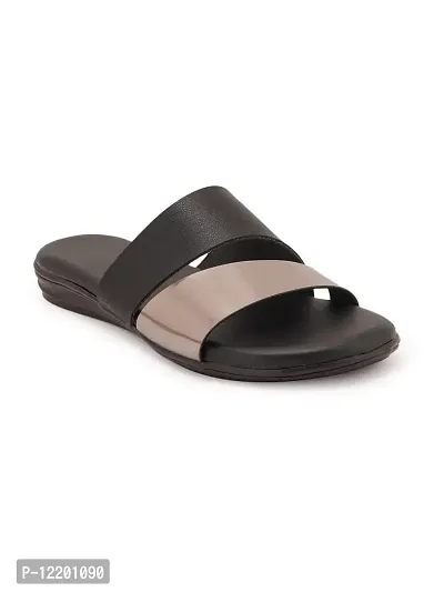 STYLE SHOES Women's Black Stylish & Comfortable Flatl Sandals