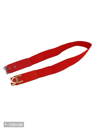 STYLE SHOES Red Women Wide Elastic Belt For Dress Ladies Stretchy Belt Interlocking Buckle(8021IC)-thumb4