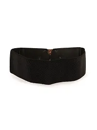 Womens Black PU Leather Elastic Waist Belt-thumb1