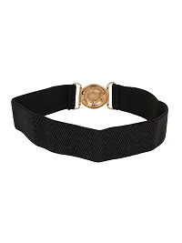 STYLE SHOES Black Women Wide Elastic Belt For Dress Ladies Stretchy Belt Interlocking Buckle(8019IA)-thumb1