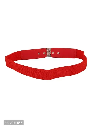 STYLE SHOES Red Women Wide Elastic Belt For Dress Ladies Stretchy Belt Interlocking Buckle(8021IC)-thumb2