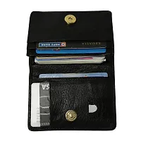 STYLE SHOES Black Genuine Leather 10-15 Card Slots Card Holder Wallet for Men & Women-thumb1