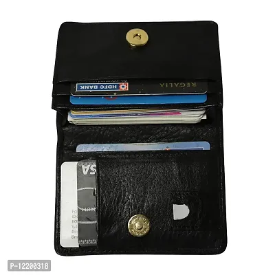 STYLE SHOES Black Genuine Leather 10-15 Card Slots Card Holder Wallet for Men & Women-thumb2