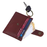 STYLE SHOES Brown Genuine Leather 4 Card Slots Card Holder Wallet for Men & Women-thumb3