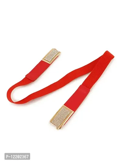 RAI SAHAB Womens Red PU Leather Elastic Waist Belt28