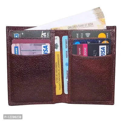 STYLE SHOES Brown Genuine Leather 6 Card Slots Card Holder Wallet for Men & Women-thumb2