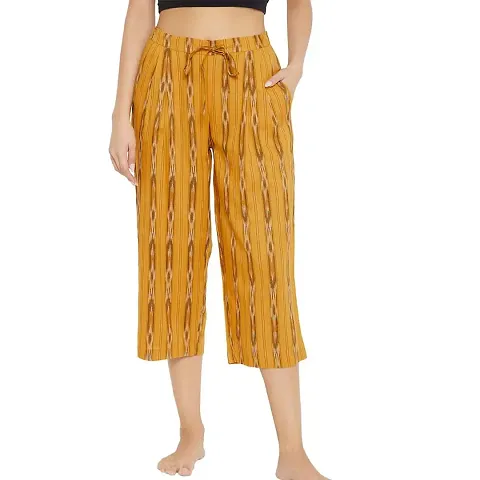 STYLE SHOES Cotton Pyjama Night Dress Lounge Wear Printed Pyjama/Pyjami for Women and Girls-Medium size,Yellow Color