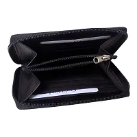 Style98 Shoes Genuine Leather Zipper Credit Card Holder Wallet for Men & Women (Black) -3292IA-thumb3