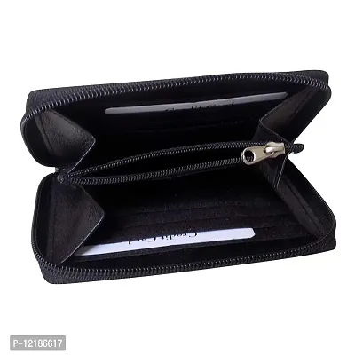 Style98 Shoes Genuine Leather Zipper Credit Card Holder Wallet for Men & Women (Black) -3292IA-thumb4