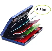 STYLE SHOES 6 Slots Steel RFID Blocking Metal Credit Card Holder Wallet for Men & Women (9.5cm x 6.7cm x 1.5cm ,Blue)-thumb1