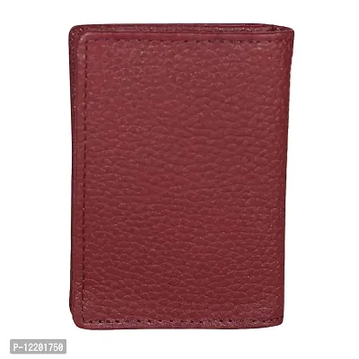 STYLE SHOES Maroon Genuine Leather 10-15 Card Slots Card Holder Wallet for Men & Women-thumb5