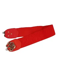 STYLE SHOES Red Women Wide Elastic Belt For Dress Ladies Stretchy Belt Interlocking Buckle(8018IC)-thumb3