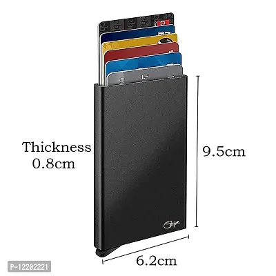 STYLE SHOES 6 Slots RFID Blocking Black Metal Credit Card Holder Wallet for Men & Boys-thumb3