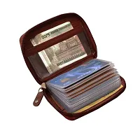 Men  Women Brown Genuine Leather Card Holder  (13 Card Slots)-thumb1