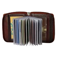 Men  Women Brown Genuine Leather Card Holder  (13 Card Slots)-thumb2