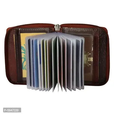 Men  Women Brown Genuine Leather Card Holder  (13 Card Slots)-thumb3