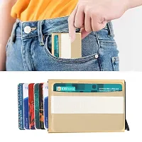 STYLE SHOES Golden Metal Card Holder with Back Pocket-thumb3