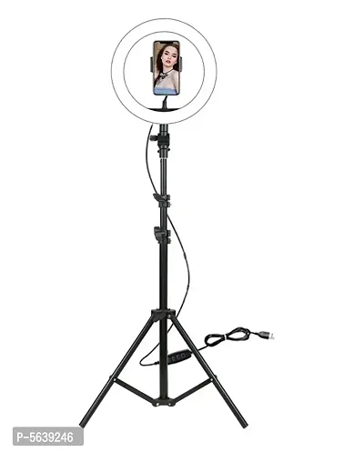 Portable Led Ring Light Tripod Stand Live Selfie Holder Usb Plug 10 Inch Fill Light-thumb0